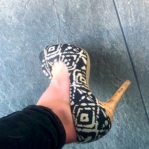 Black and white heels